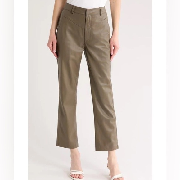 AG Cleo High Waist Kick Flare Faux Leather Pants “Natural” color 28 - Picture 1 of 10